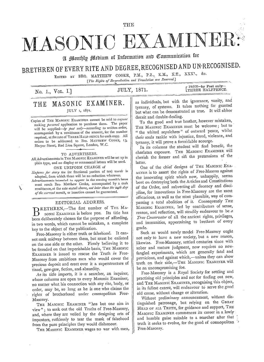 The Masonic Examiner
