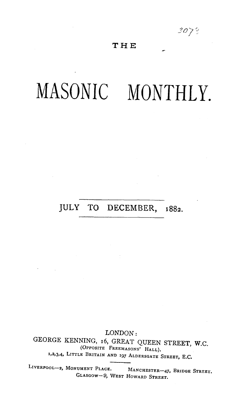 The Masonic Monthly