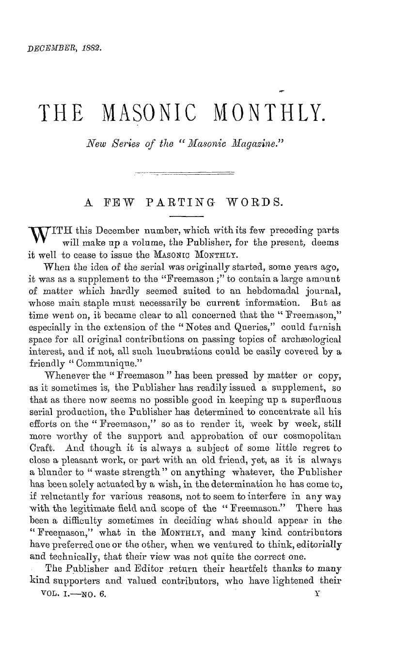 The Masonic Monthly